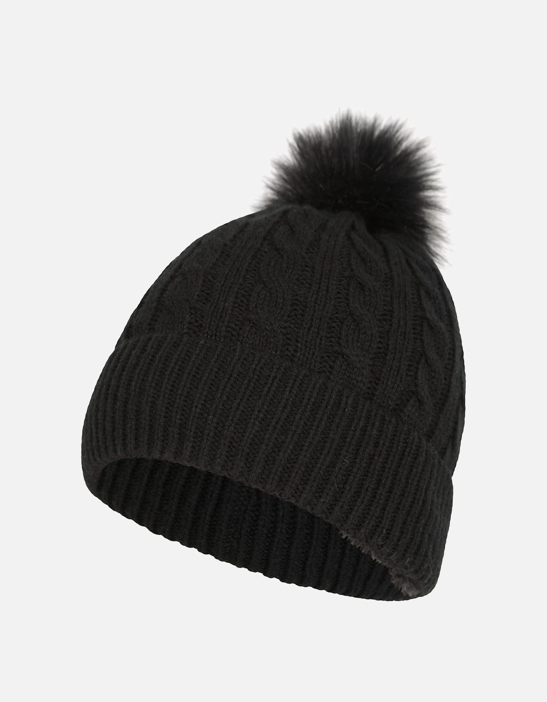 Womens/Ladies Pom Pom Faux Fur Lined Beanie