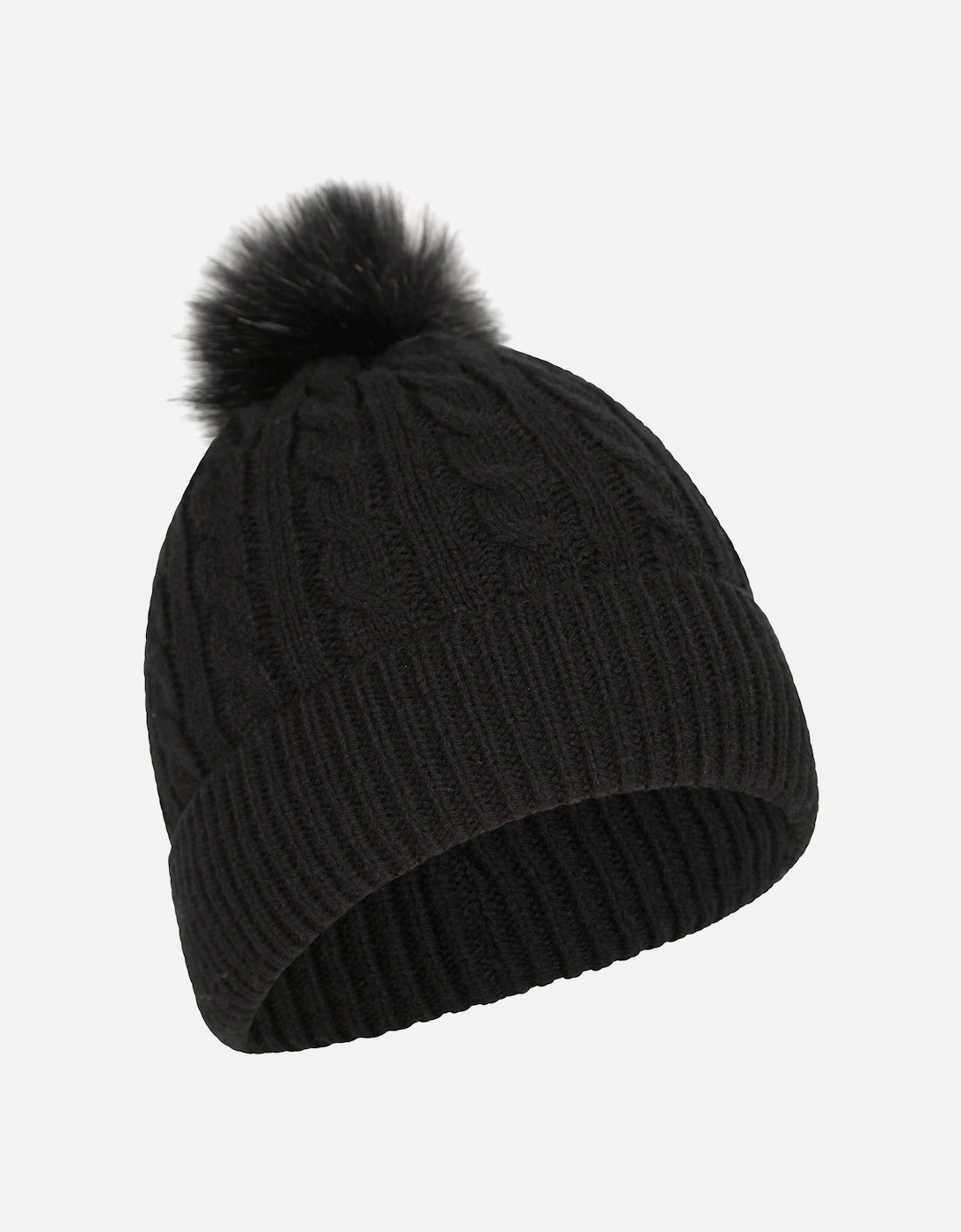 Womens/Ladies Pom Pom Faux Fur Lined Beanie
