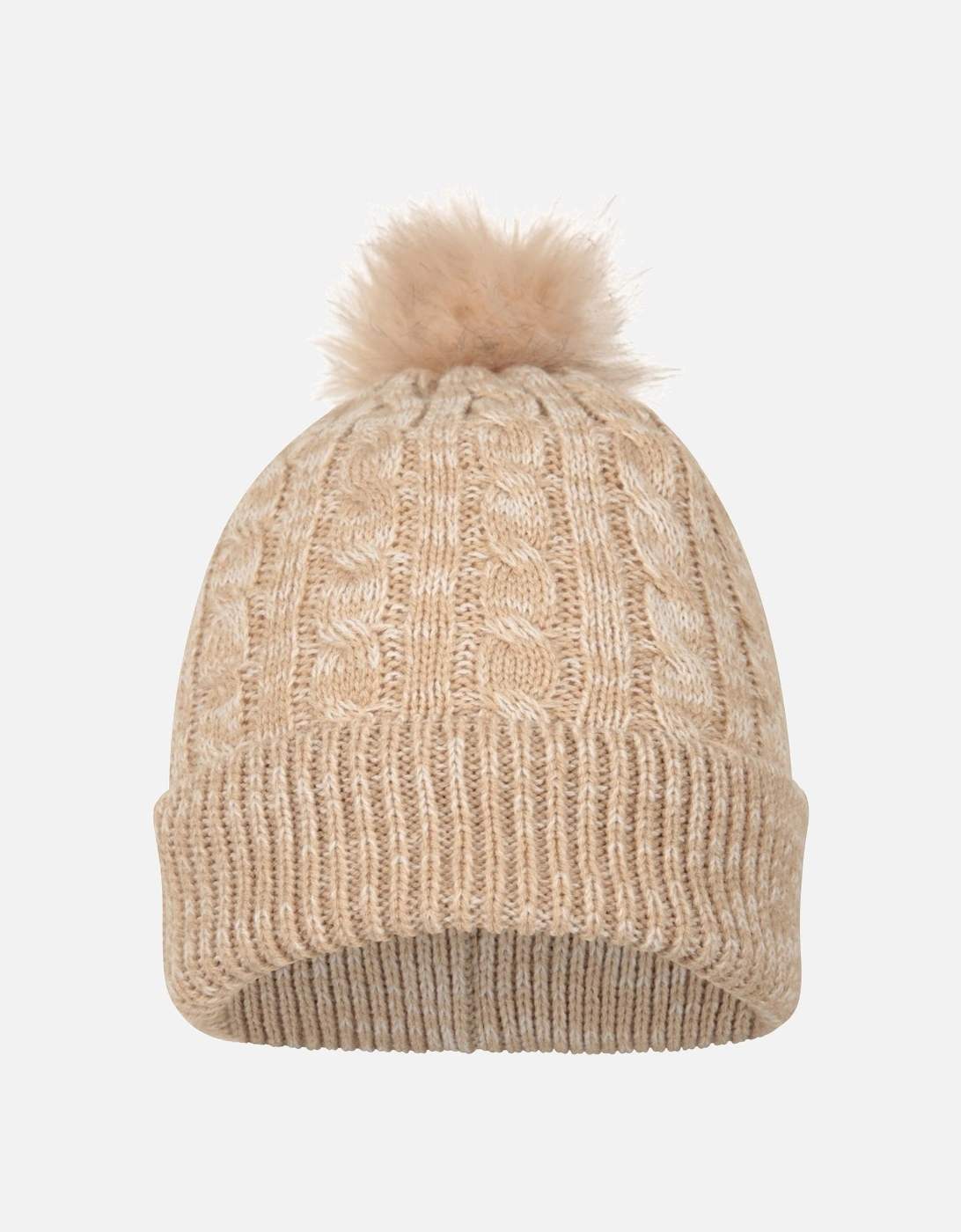 Mountain Warehouse Women's Cream / Pom Pom Faux Fur Lined Beanie - Size: One Size