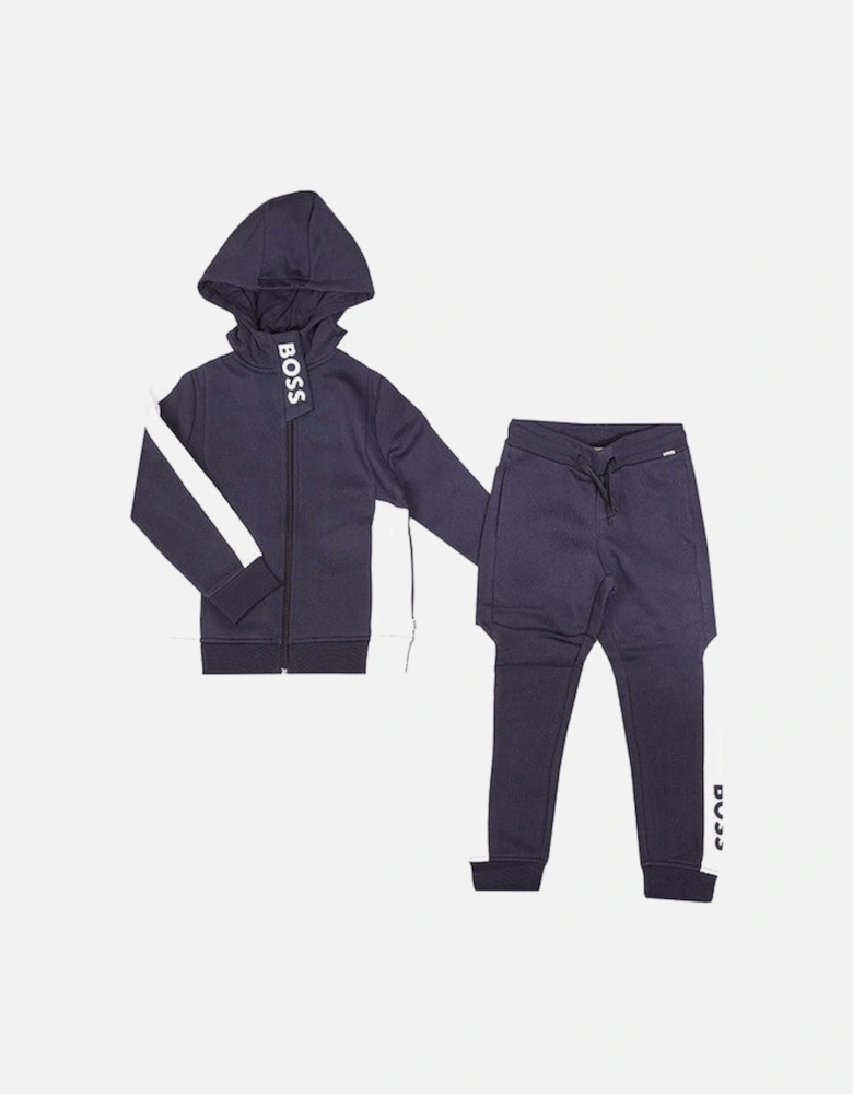 Boss Boys Stripe Tracksuit Navy