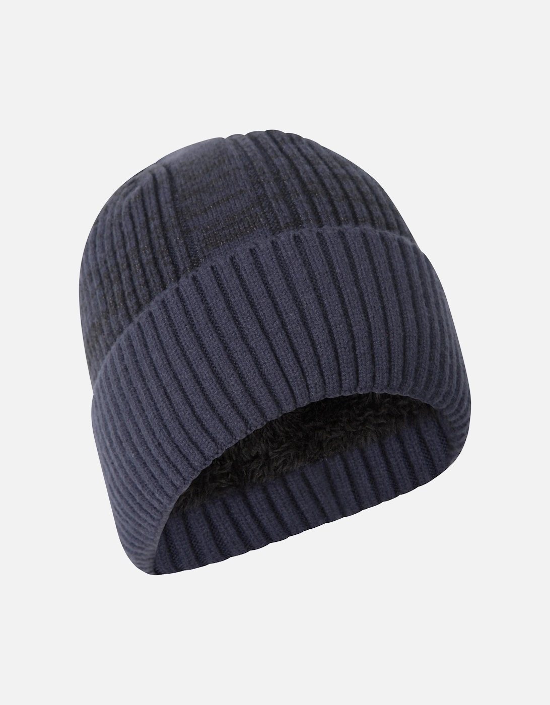 Mens Ribbed Faux Fur Lined Beanie