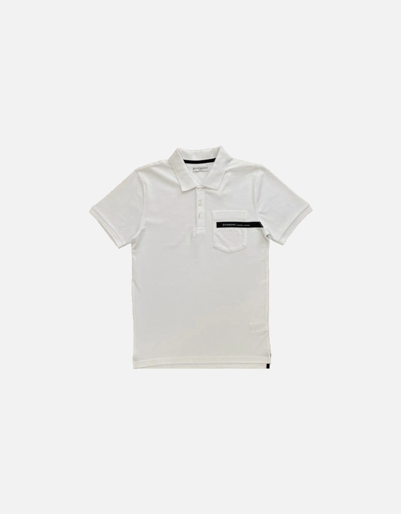 Boys Logo Pocket Polo White