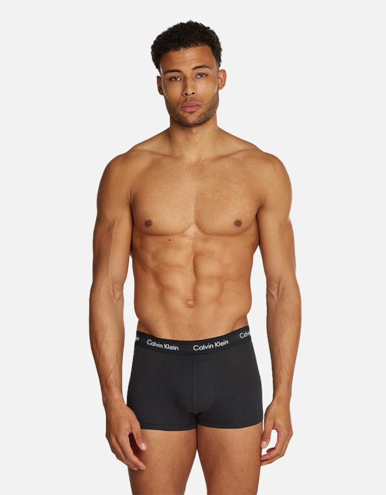 5-Pack Cotton Stretch Low-Rise Boxer Trunks, Black