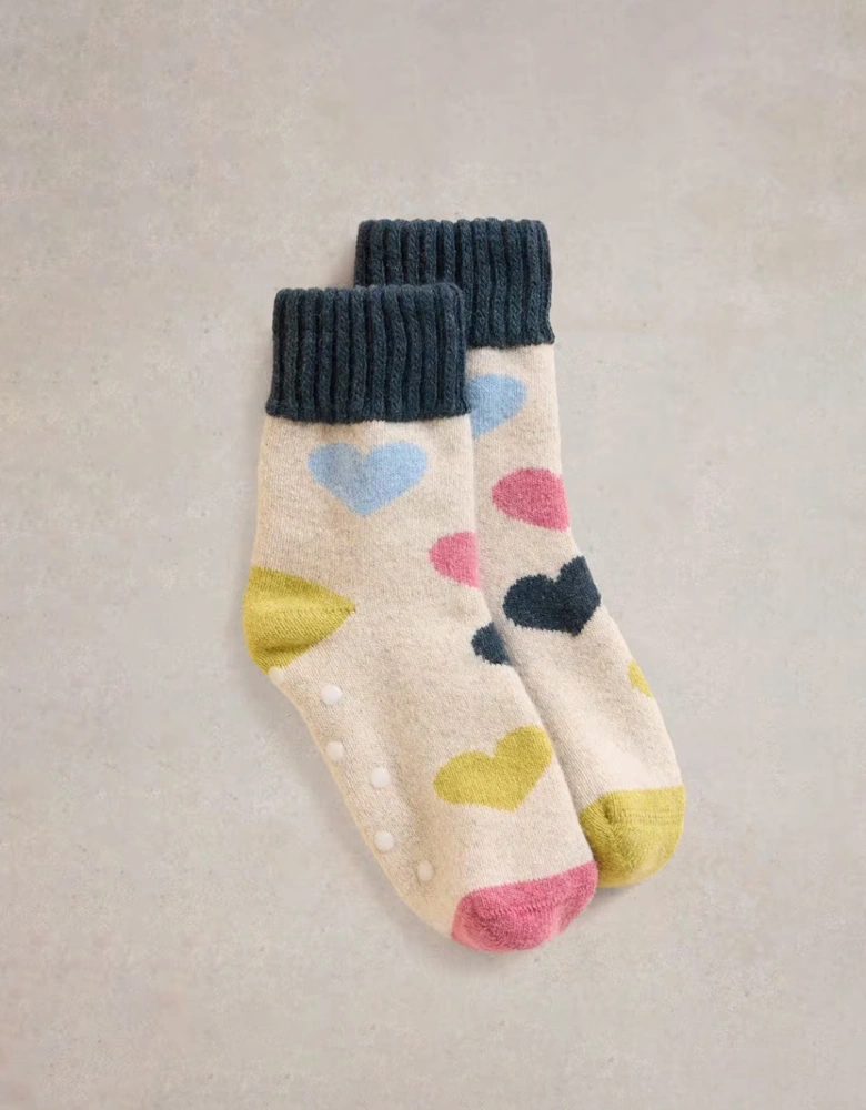 Multi Heart Loopback Sock White Multi