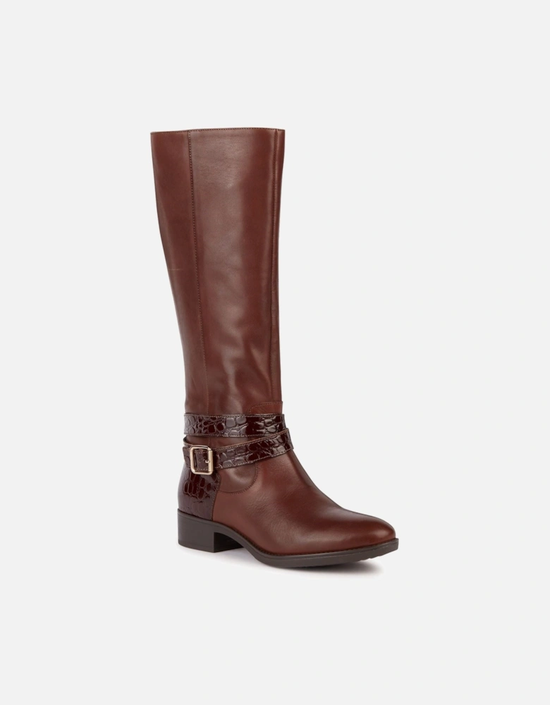 D Felicity Leather Women's Brown Boots