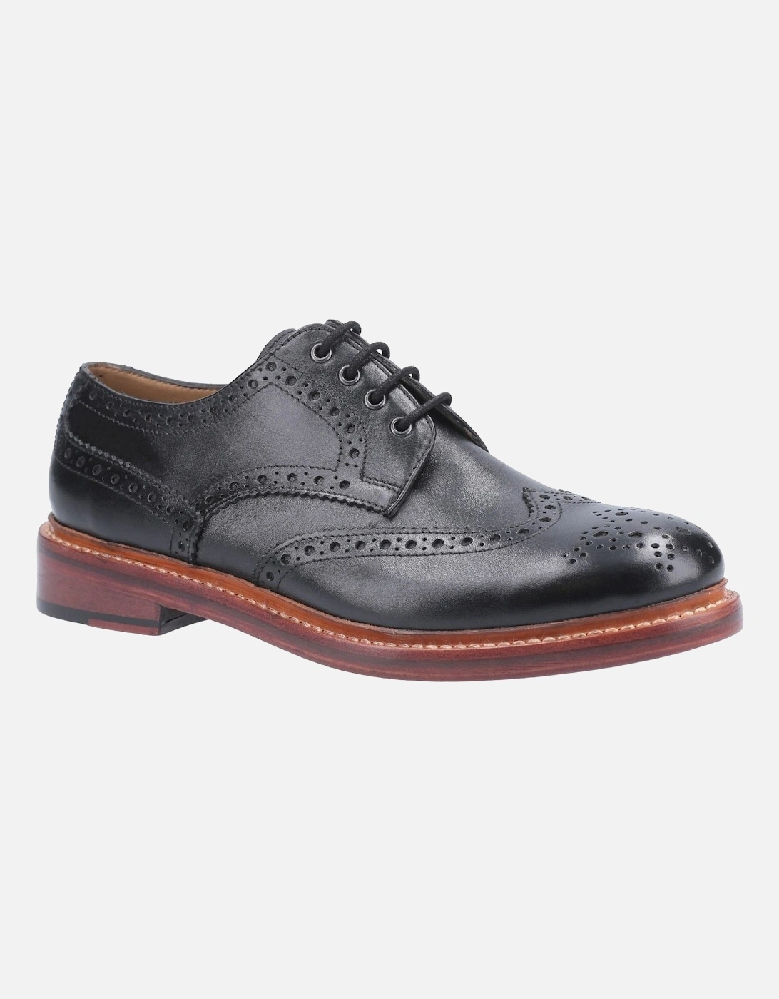 Quenington Leather Men's Black Lace-Up Shoes, 5 of 4