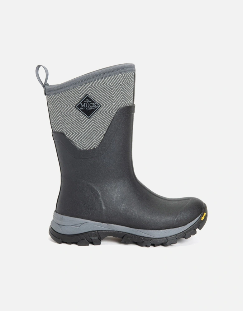 Muck Boots Arctic Ice Mid AGAT Rubber Black/Grey Geometric Wellington Boots