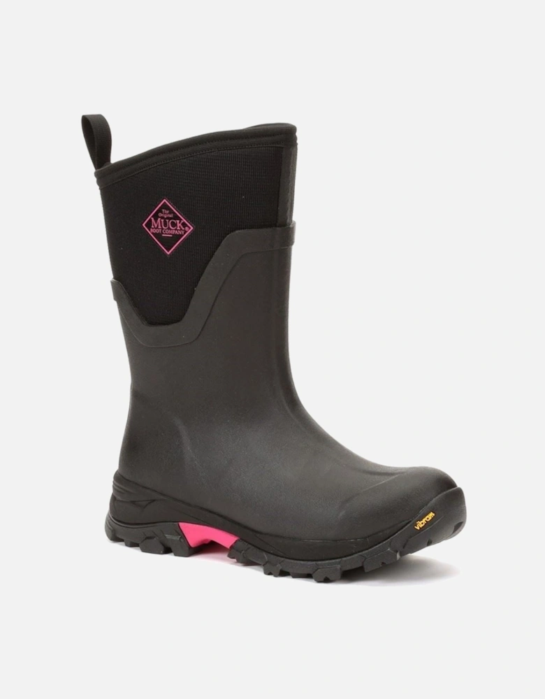 Muck Boots Arctic Ice Mid AGAT Rubber Black/Hot Pink Wellington Boots