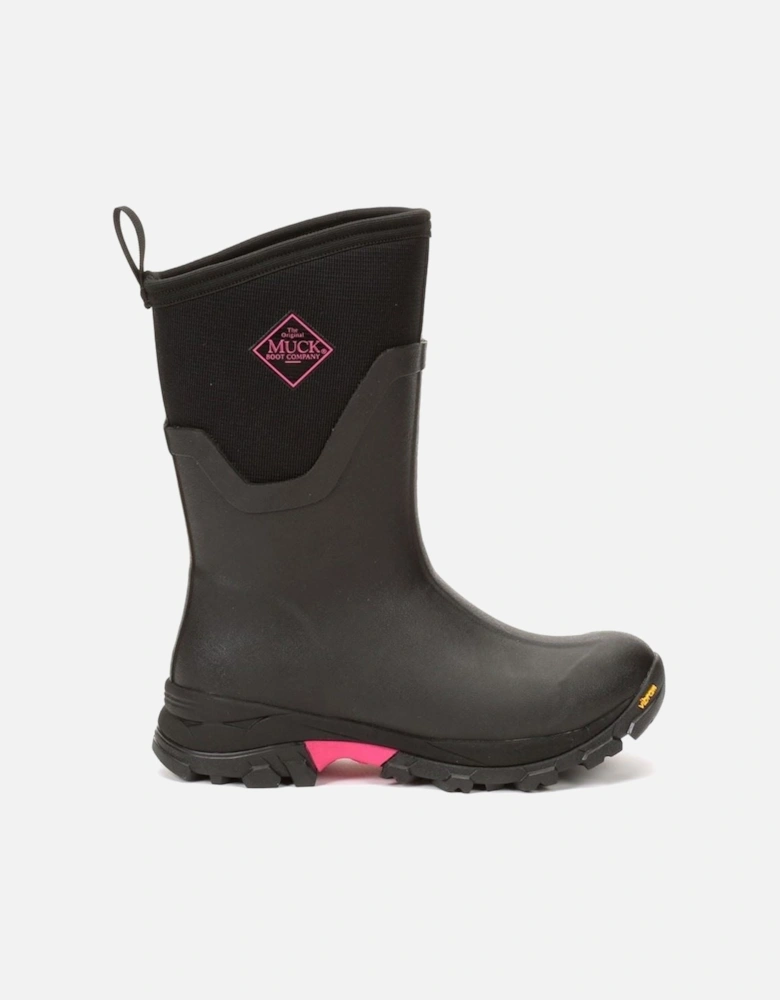 Muck Boots Arctic Ice Mid AGAT Rubber Black/Hot Pink Wellington Boots