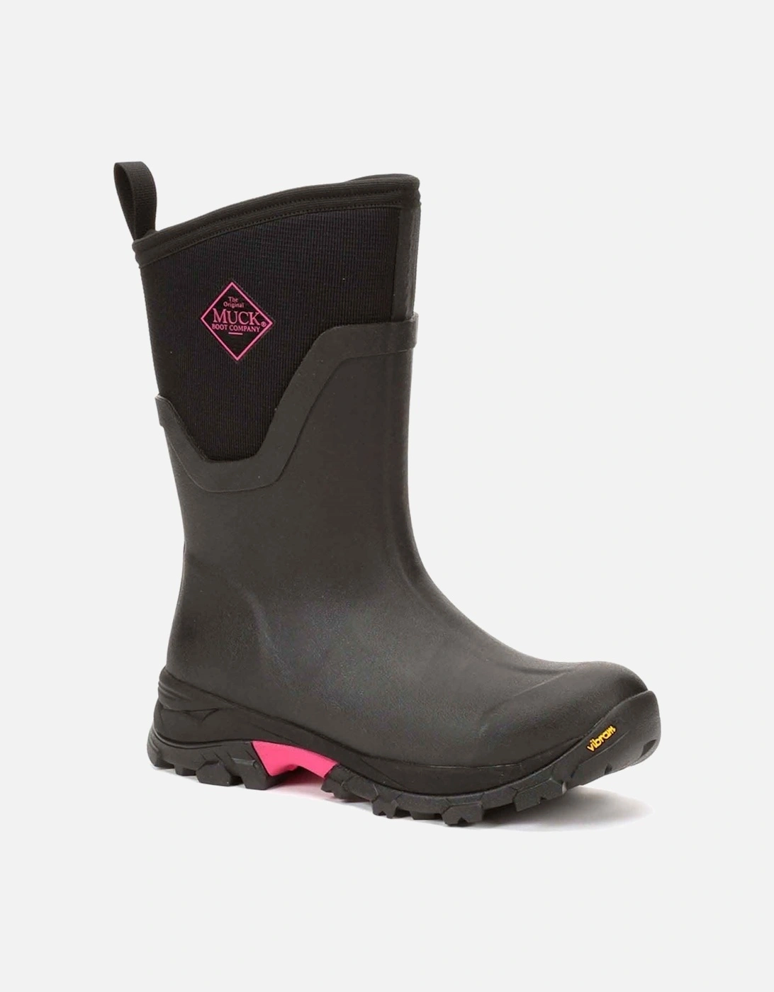 Muck Boots Arctic Ice Mid AGAT Rubber Black/Hot Pink Wellington Boots