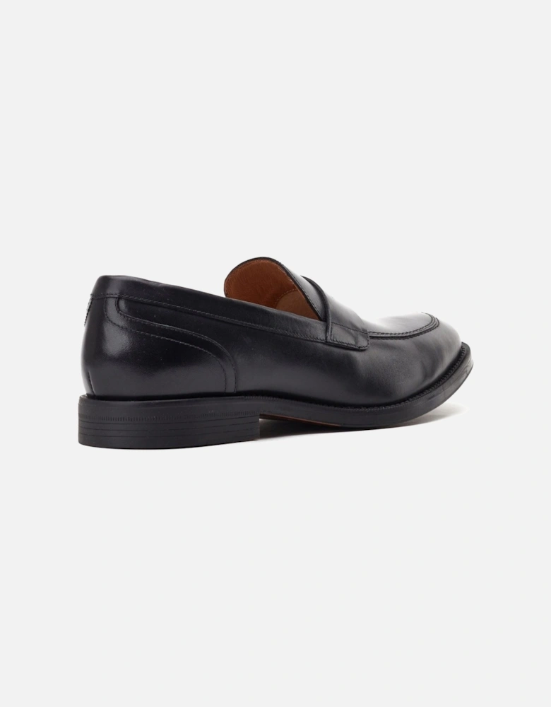 London Kennedy Leather Men's Black Slip-On Shoes