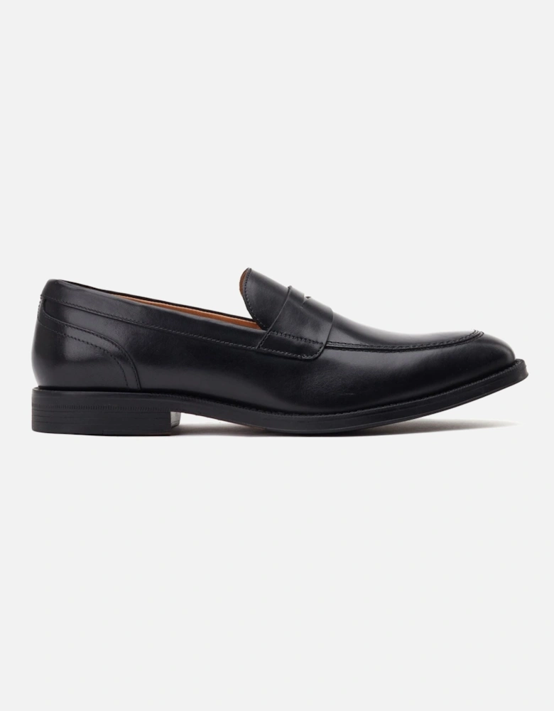 London Kennedy Leather Men's Black Slip-On Shoes