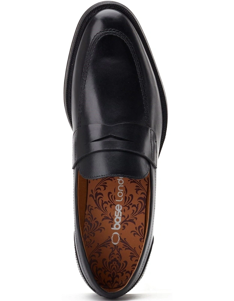 London Kennedy Leather Men's Black Slip-On Shoes