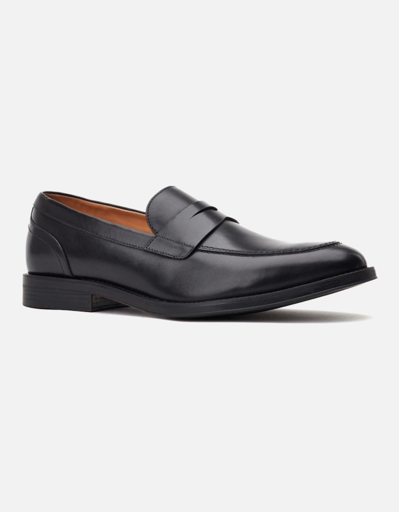 London Kennedy Leather Men's Black Slip-On Shoes