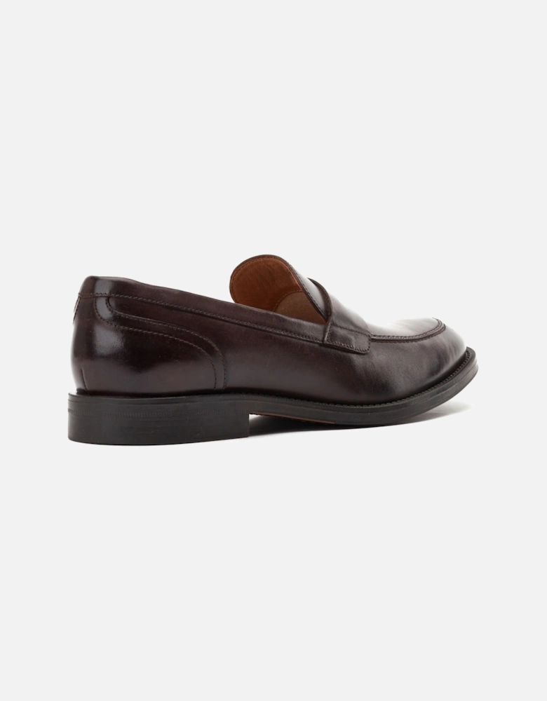 London Kennedy Leather Men's Dark Brown Slip-On Shoes