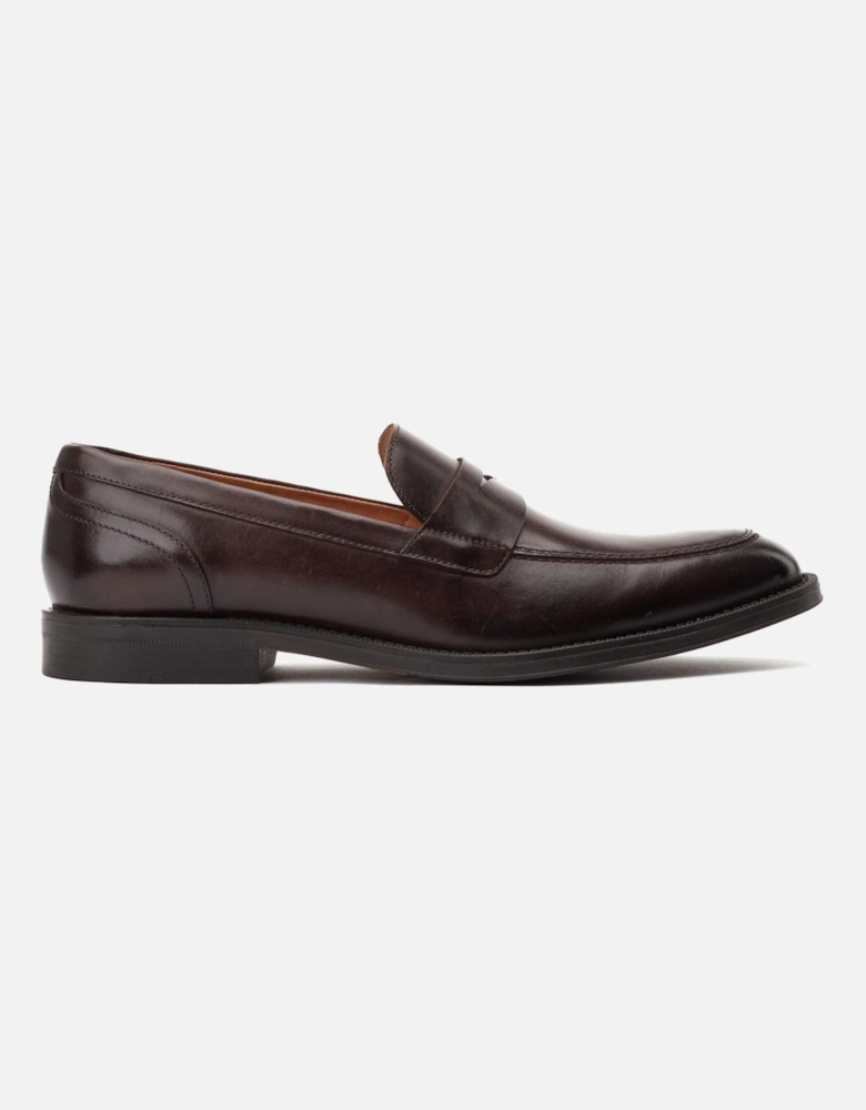 London Kennedy Leather Men's Dark Brown Slip-On Shoes