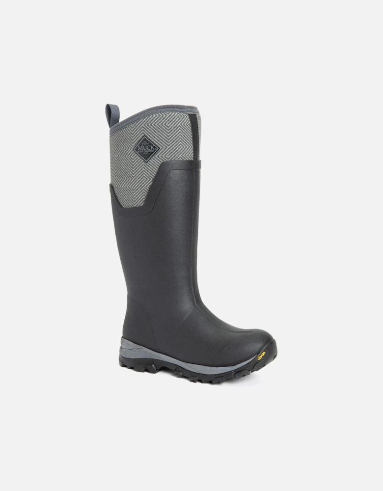 Muck Boots model Arctic Ice Tall Wellingtons Female in Black/Grey Geometric