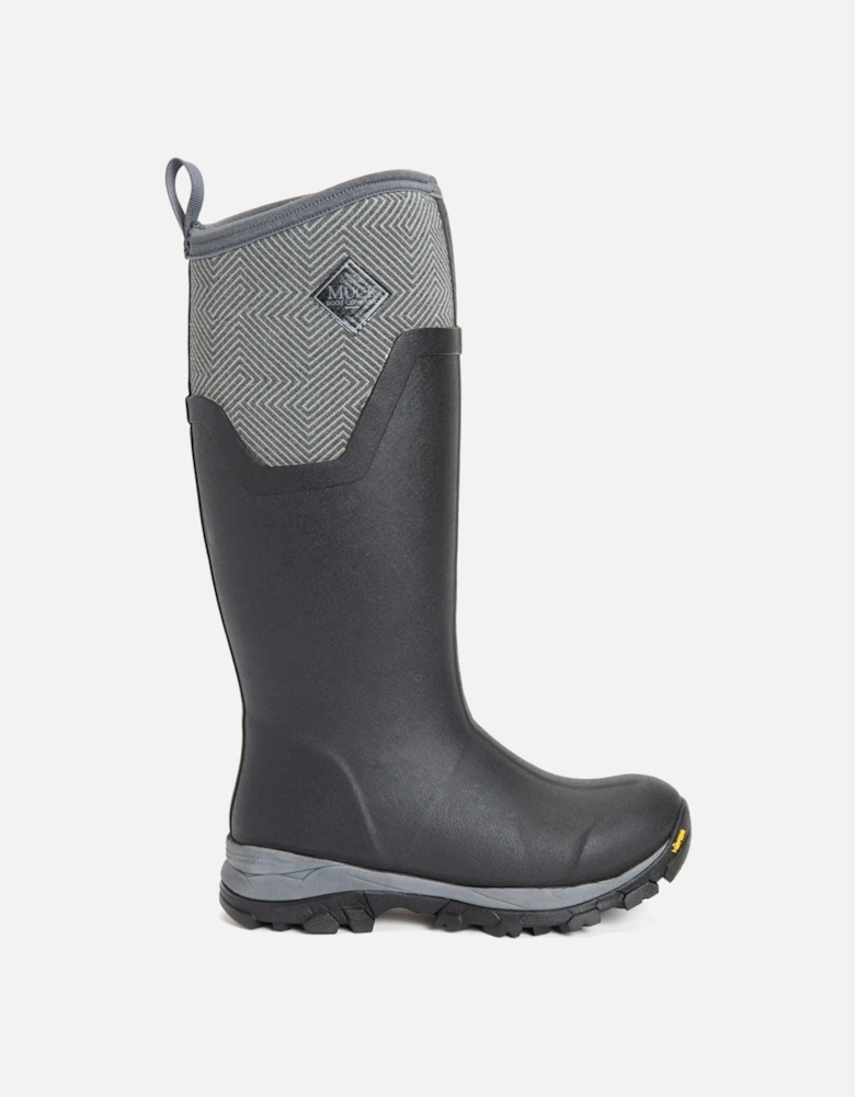 Muck Boots model Arctic Ice Tall Wellingtons Female in Black/Grey Geometric