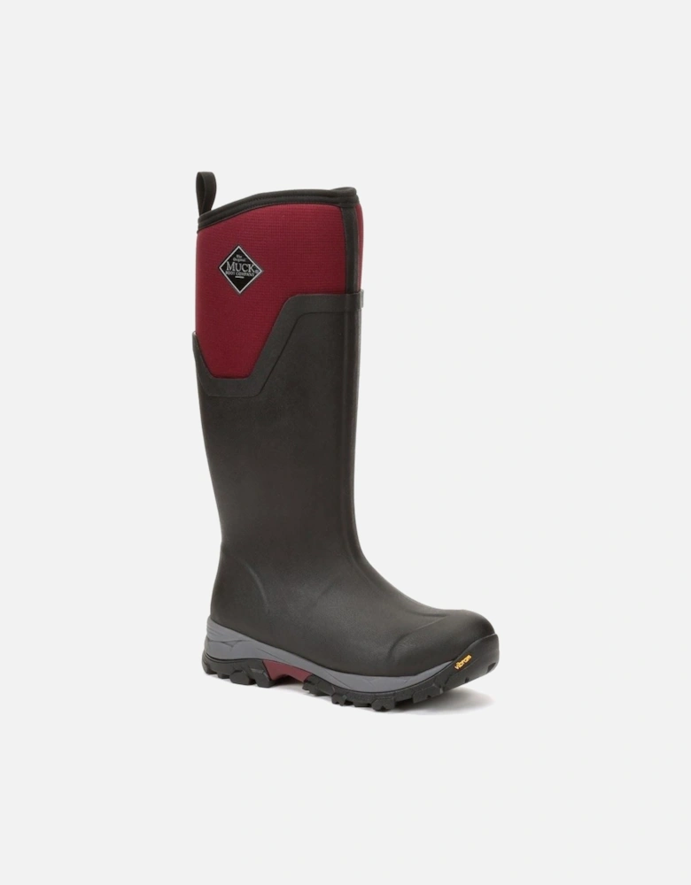 Muck Boots model Arctic Ice Tall Wellingtons Female in Black/Maroon