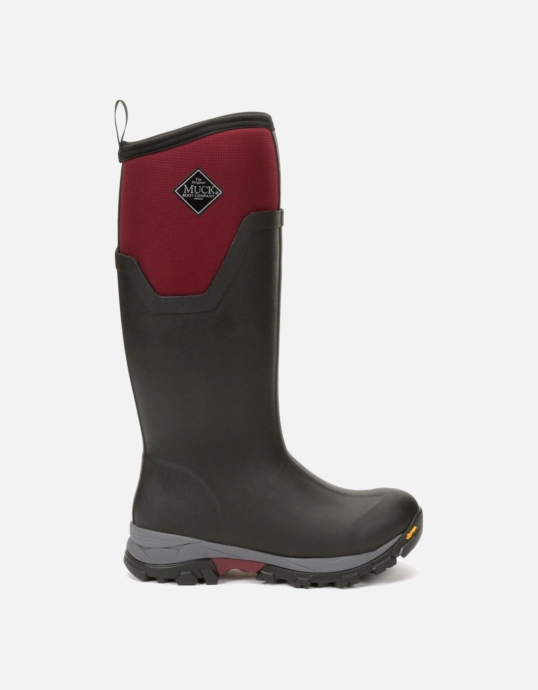 Muck Boots model Arctic Ice Tall Wellingtons Female in Black/Maroon