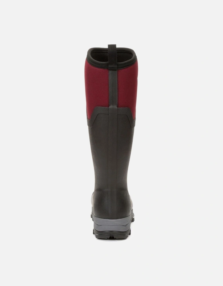 Muck Boots model Arctic Ice Tall Wellingtons Female in Black/Maroon