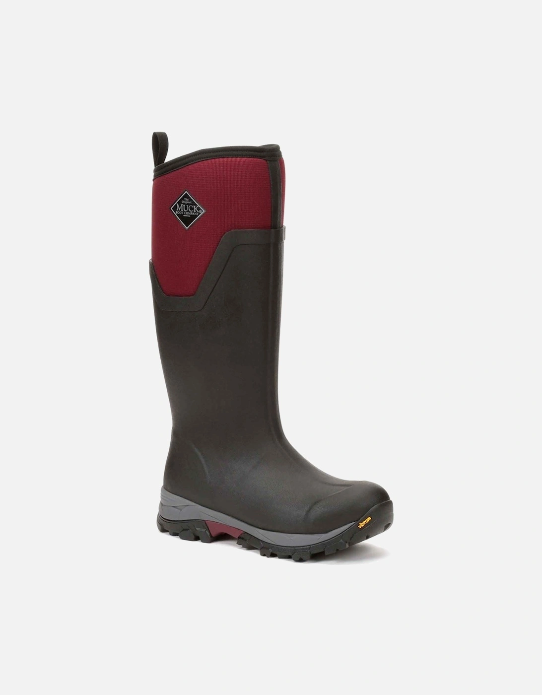 Muck Boots model Arctic Ice Tall Wellingtons Female in Black/Maroon