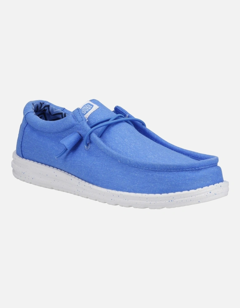 HEYDUDE Wally Canvas 100% Cotton Men's Blue Boat Shoes