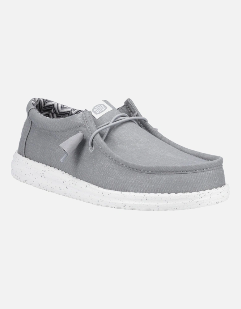 HEYDUDE Wally Canvas 100% Cotton Men's Light Grey Boat Shoes