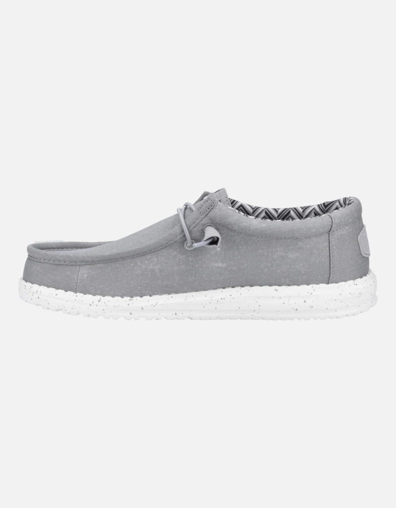 HEYDUDE Wally Canvas 100% Cotton Men's Light Grey Boat Shoes