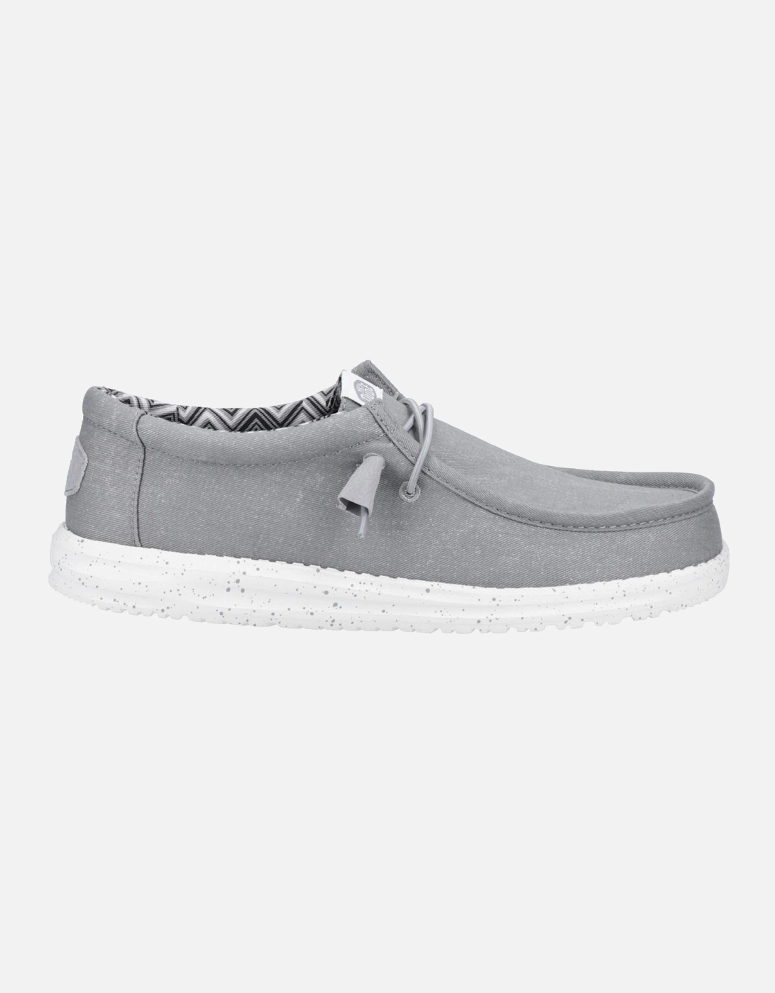 HEYDUDE Wally Canvas 100% Cotton Men's Light Grey Boat Shoes