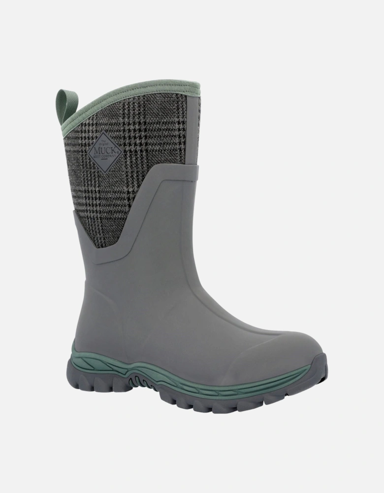 Muck Boots model Arctic Sport II Mid Boot Female in Grey/Plaid