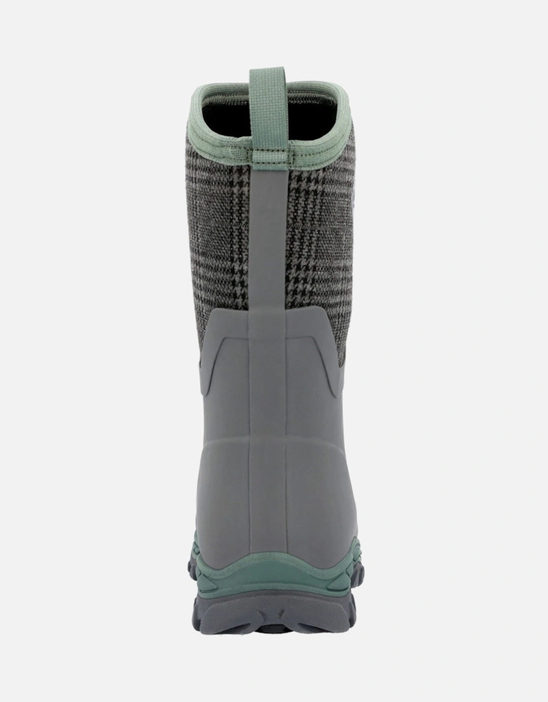 Muck Boots model Arctic Sport II Mid Boot Female in Grey/Plaid