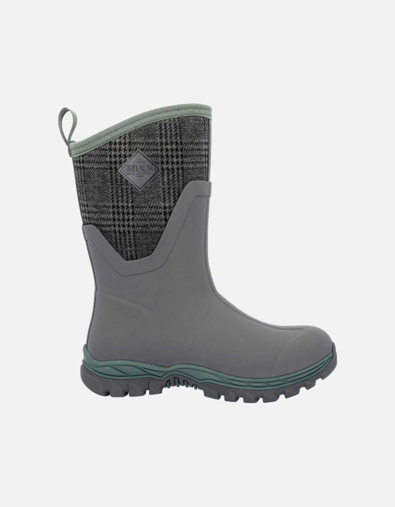 Muck Boots model Arctic Sport II Mid Boot Female in Grey/Plaid