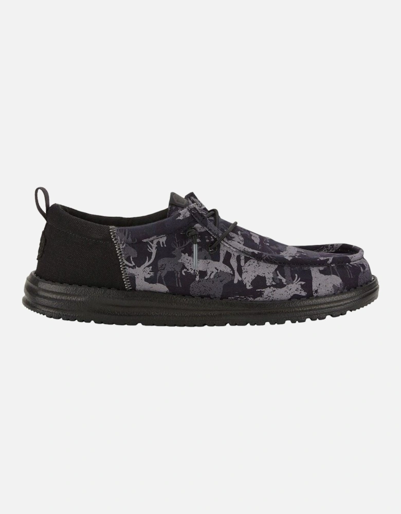 HEYDUDE Wally Funk Hunt Camo Canvas Men's Black Boat Shoes