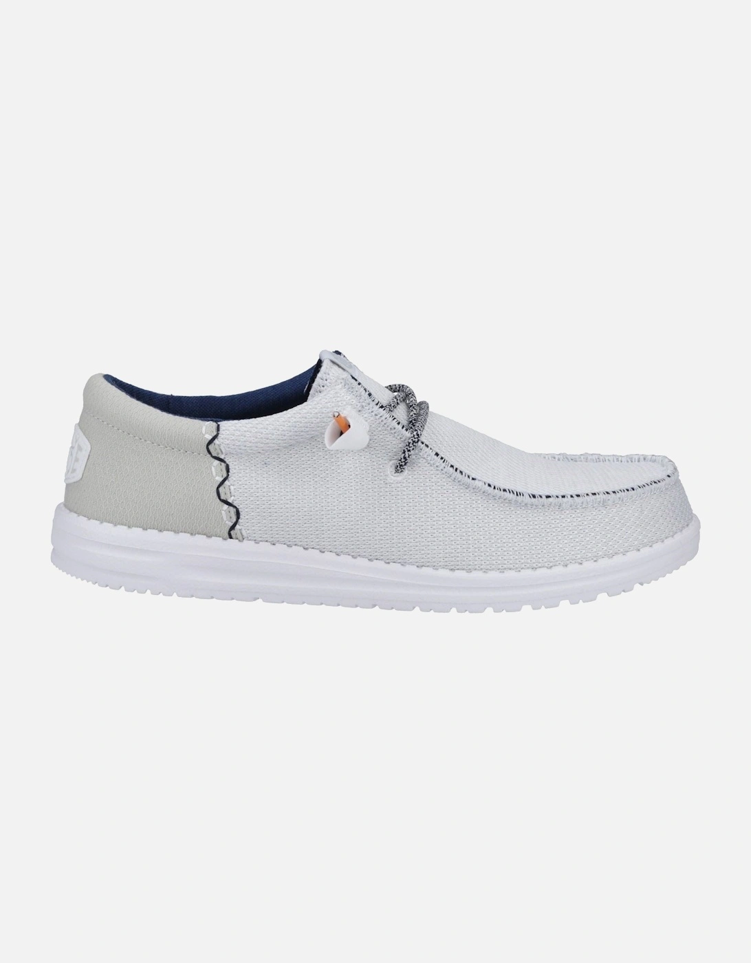 HEYDUDE Wally Funk Open Mesh Polyester/Spandex/Cotton Men's White Boat Shoes