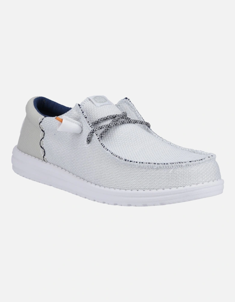 HEYDUDE Wally Funk Open Mesh Polyester/Spandex/Cotton Men's White Boat Shoes