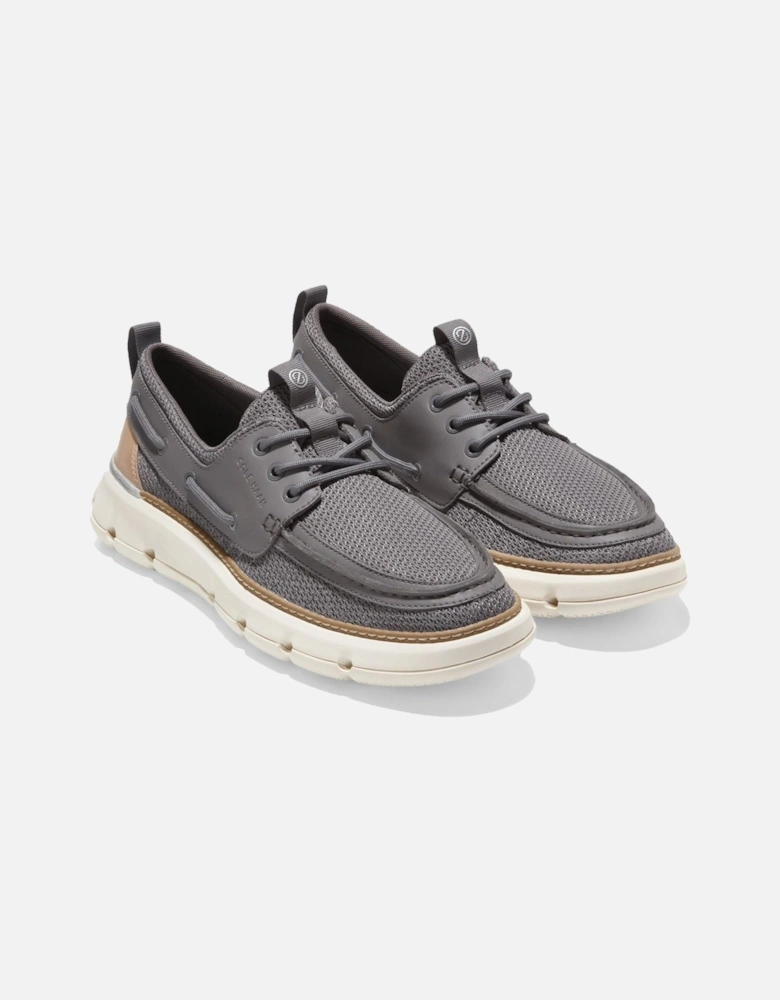 4.ZeroGrand Regatta Nylon Men's Grey Boat Shoes