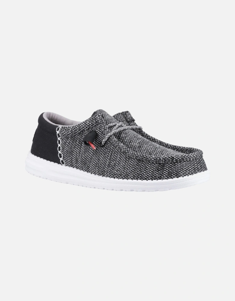 HEYDUDE Wally Funk Open Mesh Polyester/Spandex/Cotton Men's Black/White Boat Shoes