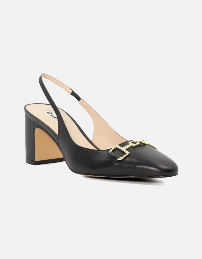 Dune Detailed Leather Women's Black Heels