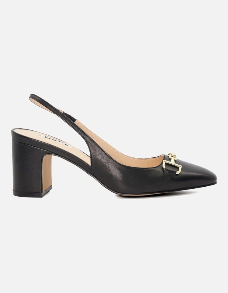 Dune Detailed Leather Women's Black Heels