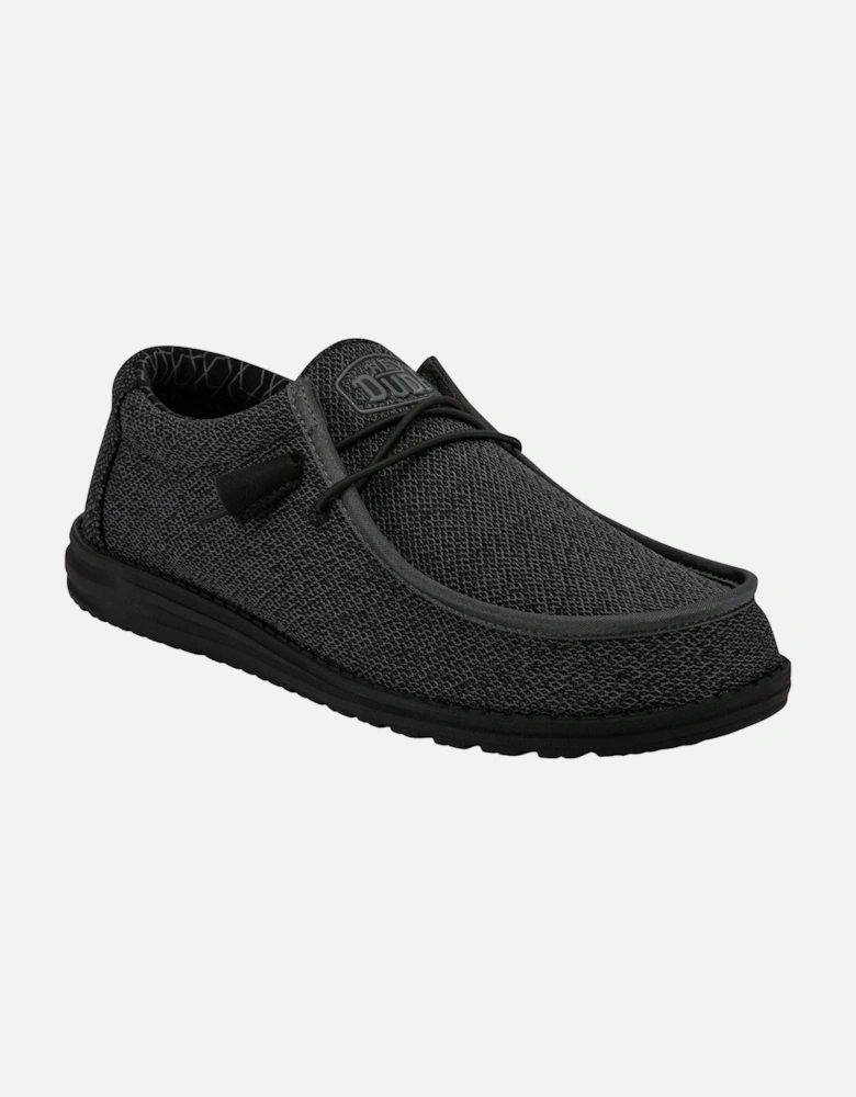 HEYDUDE Wally Sox Faux Suede Men's Micro Total Black Boat Shoes