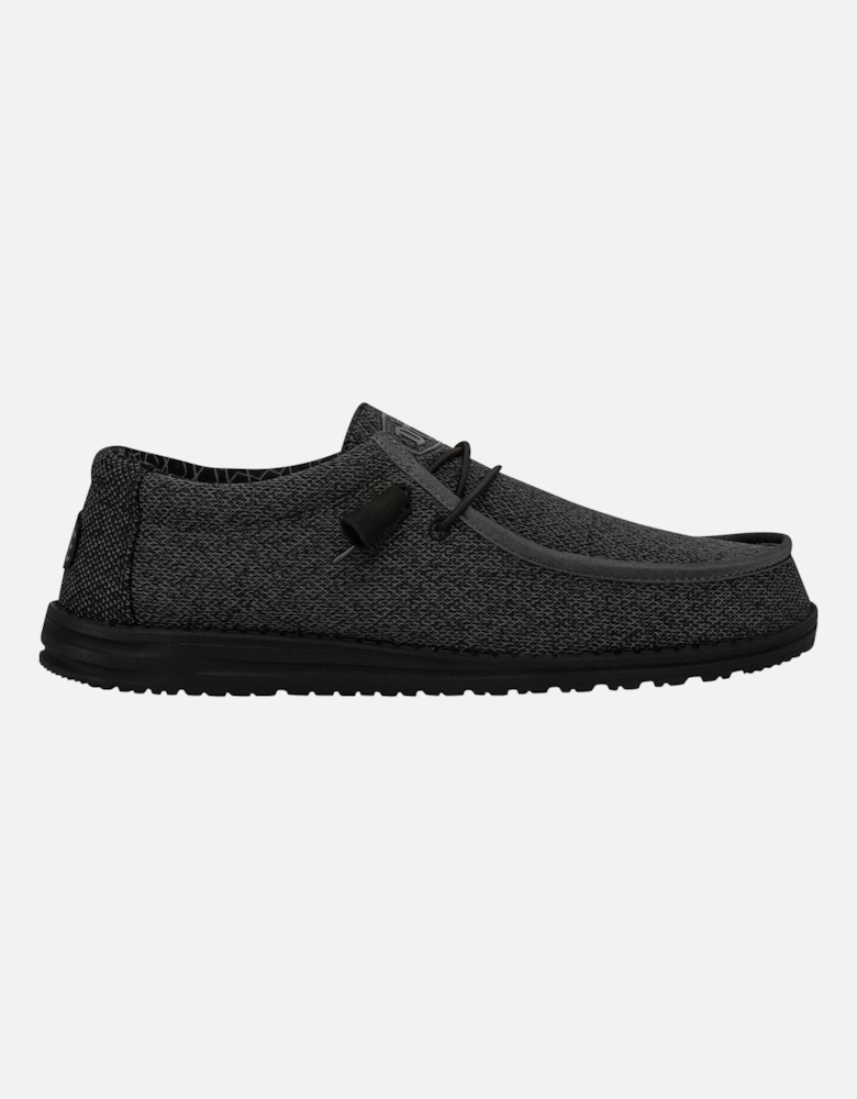 HEYDUDE Wally Sox Faux Suede Men's Micro Total Black Boat Shoes