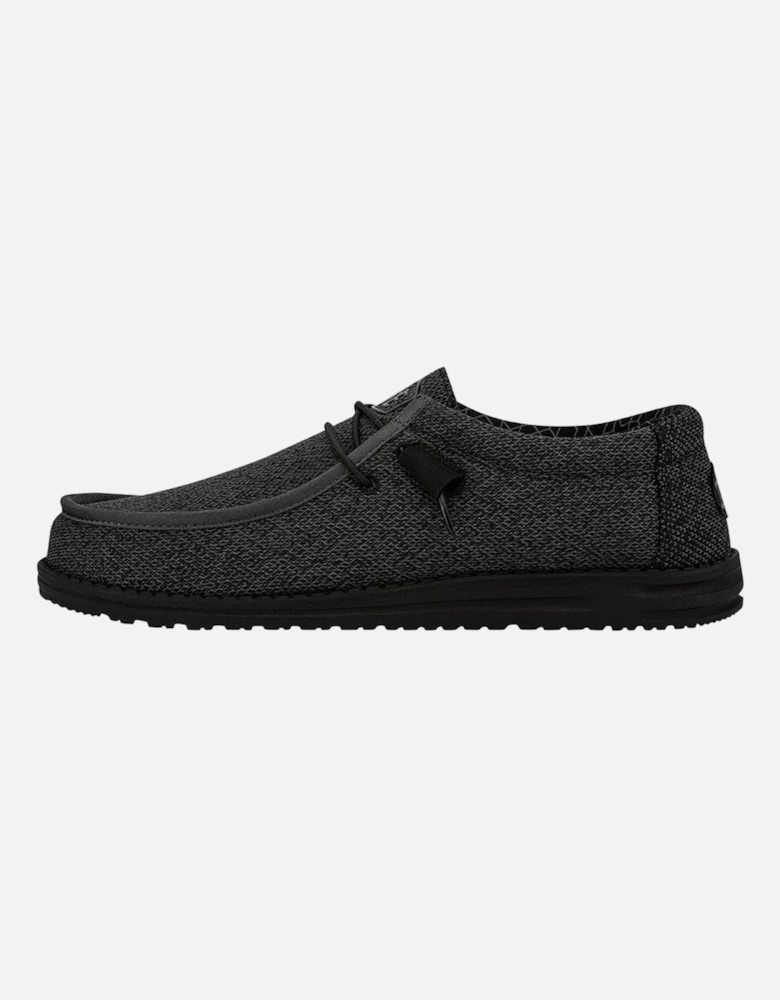 HEYDUDE Wally Sox Faux Suede Men's Micro Total Black Boat Shoes