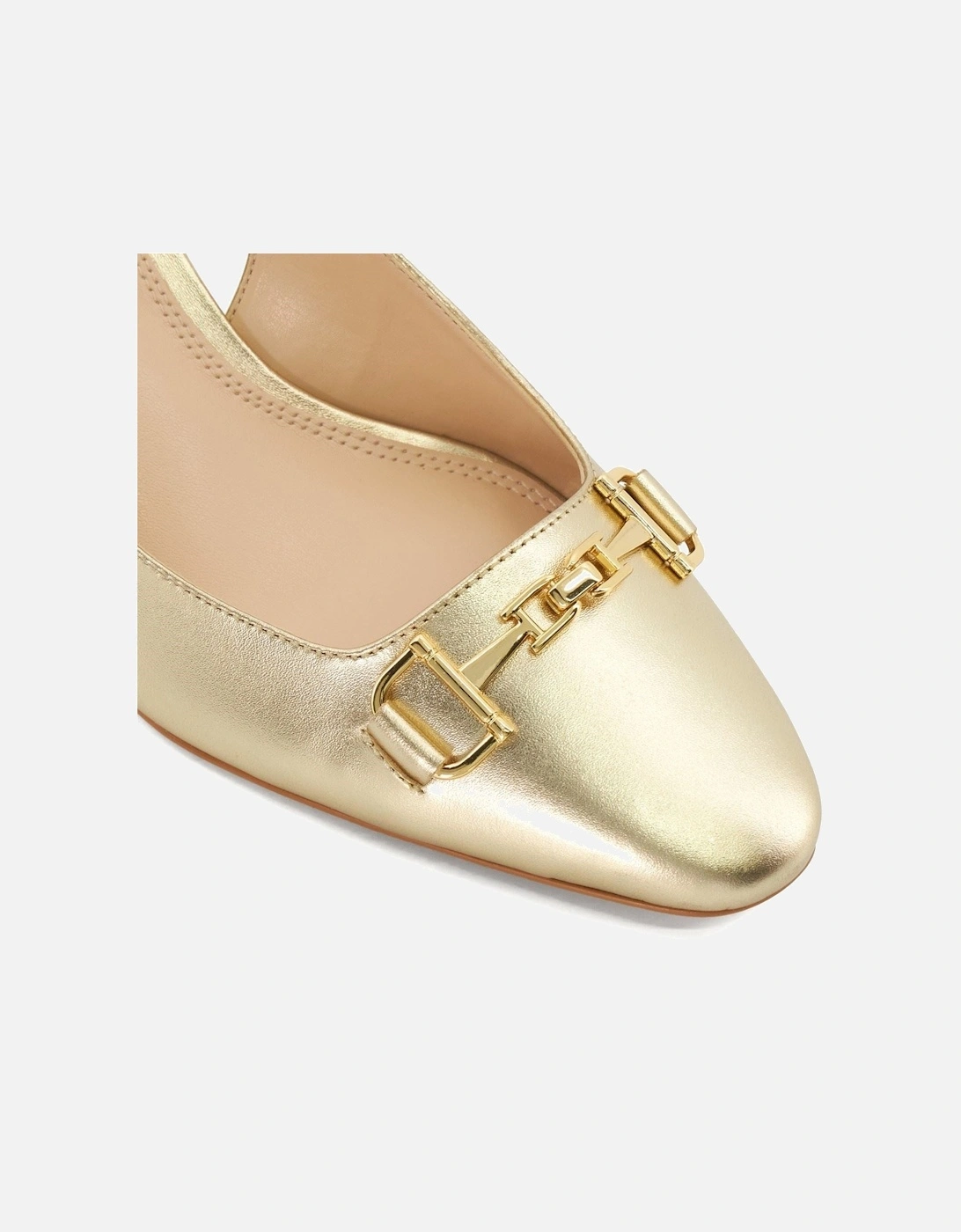 Dune Detailed Leather Women's Gold Heels