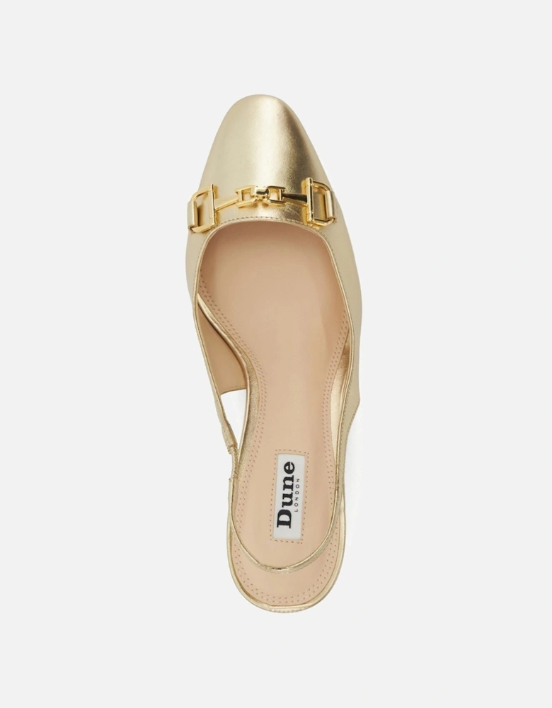 Dune Detailed Leather Women's Gold Heels