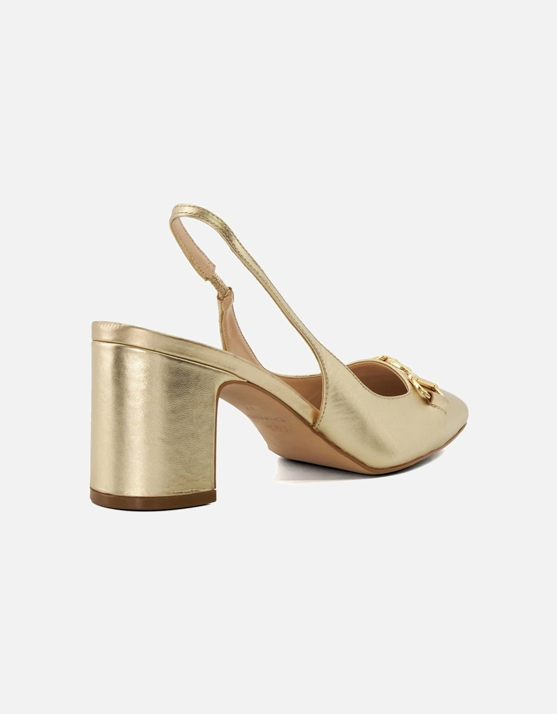 Dune Detailed Leather Women's Gold Heels