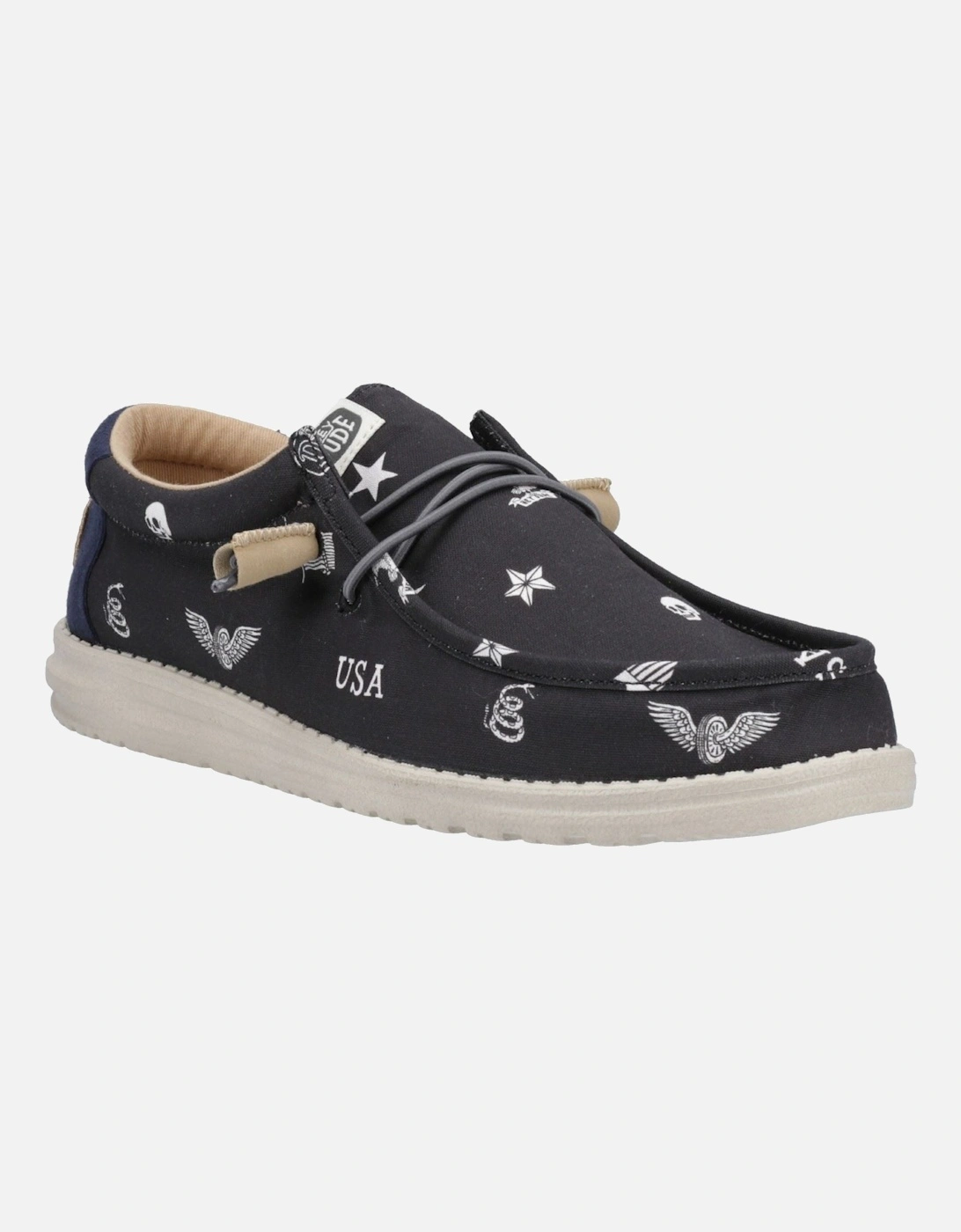 HEYDUDE model Wally Stars n Skulls Shoe Male in Black, 10 of 9