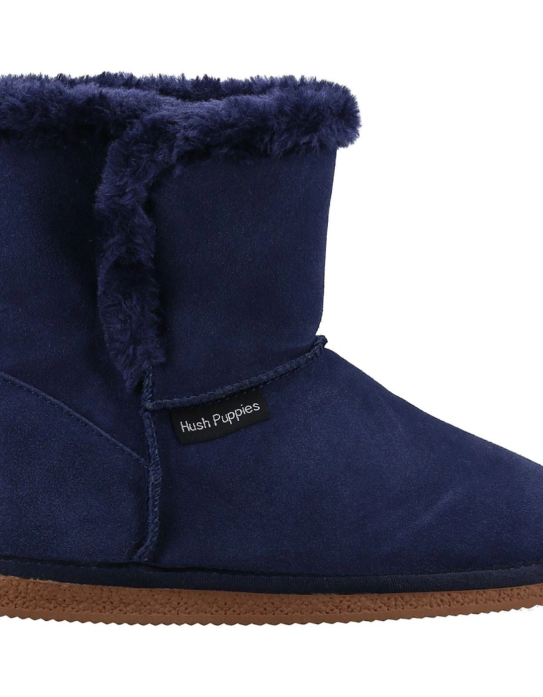 Ashleigh Suede And Faux Fur Women's Navy Slippers