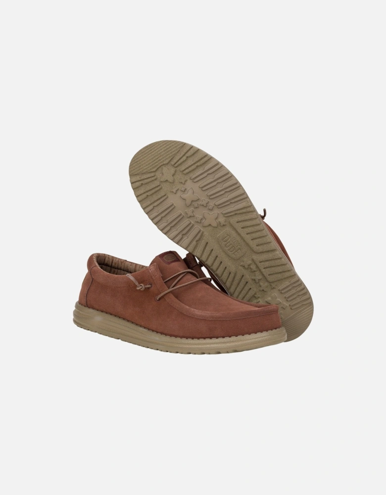 HEYDUDE Wally Suede Suede Men's Dark Brown Boat Shoes