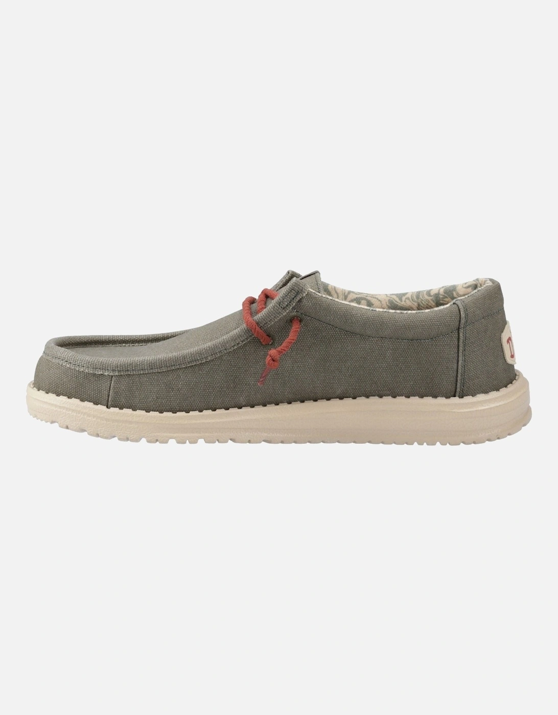 HEYDUDE Wally Waxed Canvas Men's Olive Boat Shoes